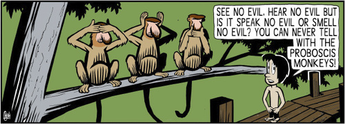 Cartoon: Three proboscis monkeys (medium) by sinann tagged proboscis,monkeys,evil,smell,hear,see,speak
