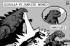 Cartoon: Jurassic World vs Godzilla (small) by sinann tagged jurassic,world,godzilla