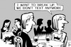 Cartoon: Text relationship (small) by sinann tagged text,relationship,dinner,talk,couple