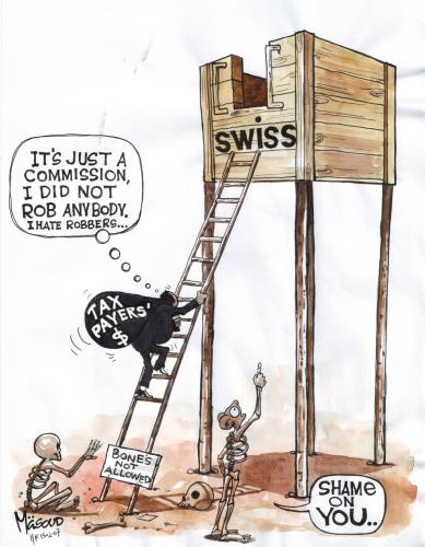 Cartoon: SWISS vs AFRICA (medium) by kipanya tagged taxpayers,money