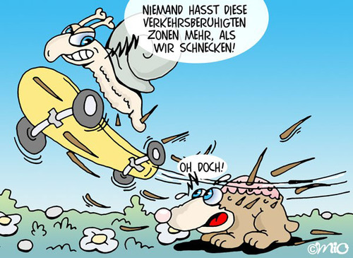 Cartoon: Verkehrsberuhigung (medium) by MiO tagged tiere,verkehrsberuhigung,schnecke,igel