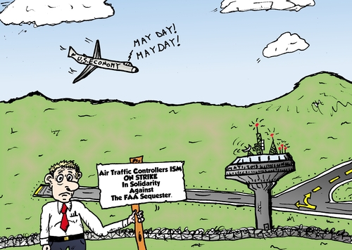 Cartoon: May Day FAA Cartoon (medium) by BinaryOptions tagged financial,webcomic,comic,caricature,cartoon,news,business,editorial,sequester,budget,politics,regulation,aviation,faa,trade,options,option,binary,optionsclick