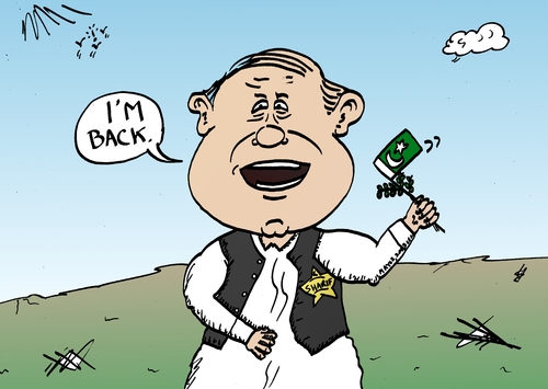 Cartoon: Nawaz Sharif Political Cartoon (medium) by BinaryOptions tagged binary,option,options,trade,trader,trading,politics,political,politician,optionsclick,caricature,editorial,business,news,nawaz,sharif,pakistan,cartoon,webcomic