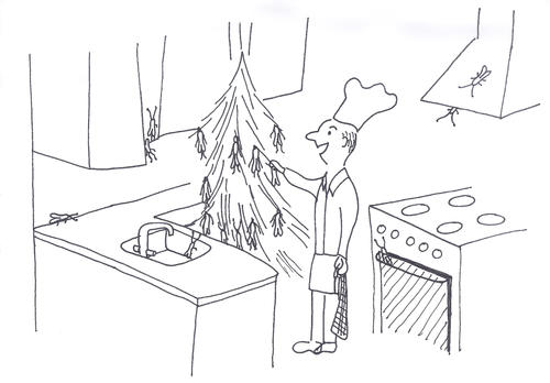 Cartoon: Weihnachtskakerlaken (medium) by heike gerber tagged schmutz,küche,kakerlaken,weihnachten,tannenbaum