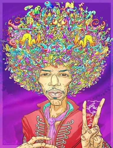 Cartoon: Jimi Hendrix (medium) by wambolt tagged caricature,rock,music,stars,guitar,legend