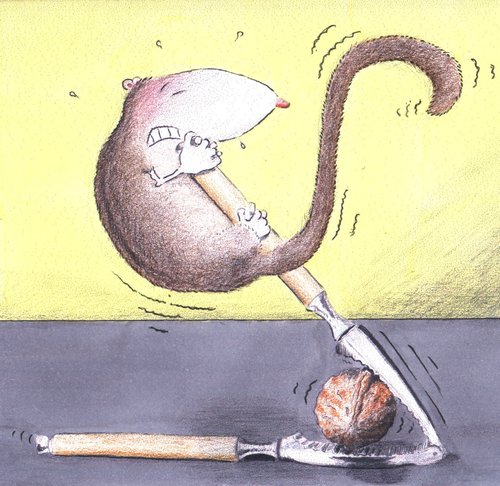 Cartoon: Die harte Nuss (medium) by lerimo tagged lerimo,bilch,nuss,knacken