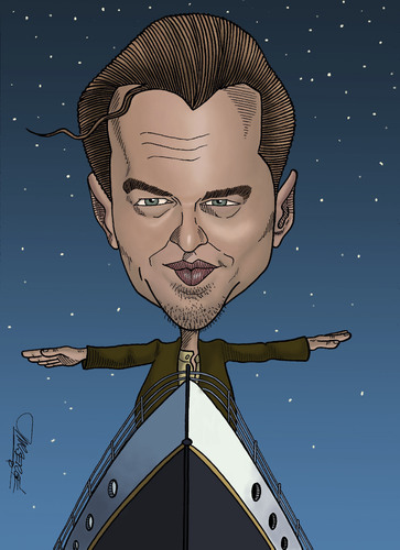 Cartoon: Leonardo  DiCaprio (medium) by Berge tagged digital,coloured,caricature,american,movie,star