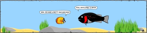 Cartoon: ..skin rash.. (medium) by Jester Elly tagged allergic,ocean,rash,skin,fish,animals,cartoon