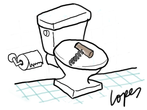 Cartoon: Constipation (medium) by Lopes tagged constipation,toilet,corkscrew,opener