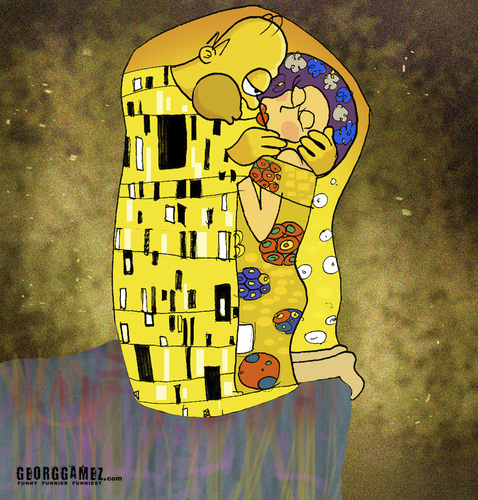 Cartoon: KiSS (medium) by gamez tagged klimt,sklint,kiss,bizou