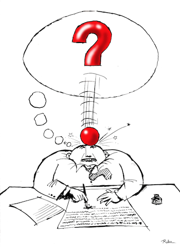 Cartoon: A question mark  - Ridha H. Ridh (medium) by Ridha Ridha tagged question,puzzled,thinker,cartoon