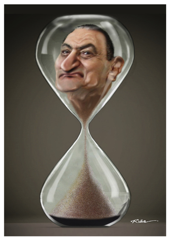 Cartoon: Hosni Mubarak (medium) by Ridha Ridha tagged by,cartoon,egypt,mubarak,hosni,ridha