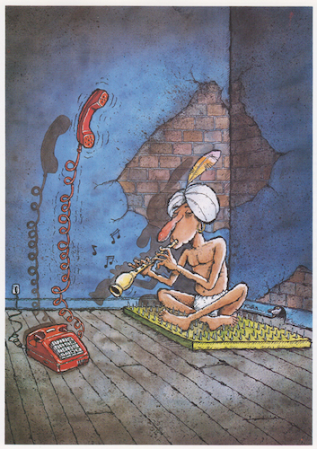 Cartoon: No comment - Ridha (medium) by Ridha Ridha tagged telephone,cartoon,indian,fakir