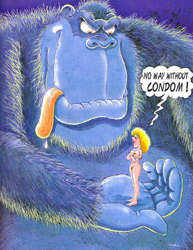 Cartoon: NO WAY WITHOUT CONDOM (medium) by Ridha Ridha tagged no,way,without,coondom,cartoon,art,by,ridha,from,his,erotic,book,viva,eva,which,was,puplished,in,germany,1994