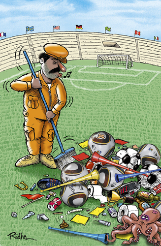 Cartoon: The day after Football WM 2010 (medium) by Ridha Ridha tagged the,day,after,football,wm,2010,cartoon,by,ridha,fussball,sport,fifa,world,cup