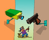 Cartoon: Surveillance with bullets (small) by kranev tagged camera cctv thief gun
