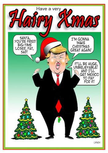 Cartoon: A Christmas card (medium) by toons tagged donald,trump,christmas,hair,cards,santa,clause