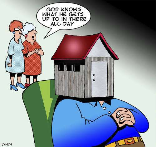 Cartoon: A man and his shed (medium) by toons tagged hobby,shed,garden,escapism,mens,business,hobby,shed,garden,escapism,mens,business