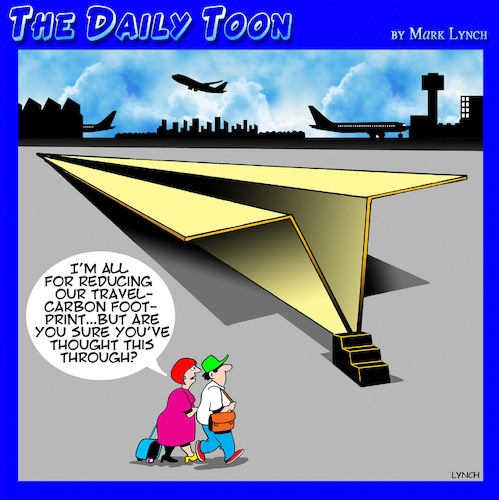 Cartoon: Airline travel (medium) by toons tagged carbon,credits,paper,airplane,passengers,cheap,flights,pollution,carbon,credits,paper,airplane,passengers,cheap,flights,pollution
