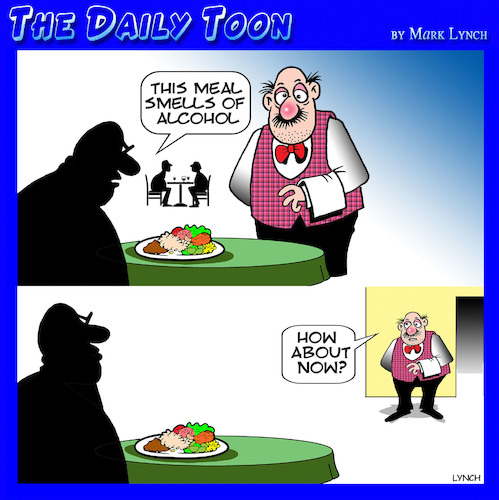 Cartoon: Alcoholic waiter cartoon (medium) by toons tagged restaurant,alcoholic,drunk,waiter,restaurant,alcoholic,drunk,waiter