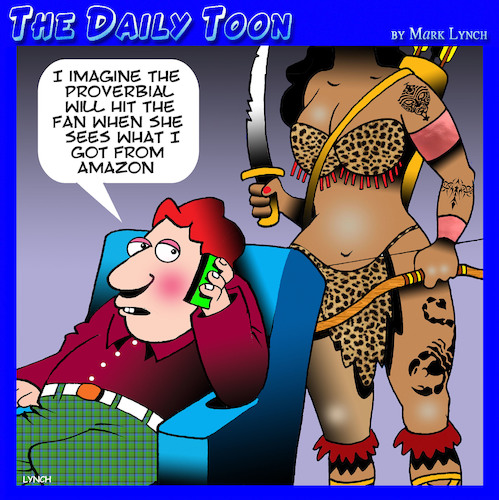 Cartoon: Amazon (medium) by toons tagged warrior,princess,amazon,online,shopping,warrior,princess,amazon,online,shopping