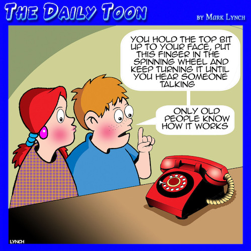 Cartoon: Antique phones (medium) by toons tagged wisdom,of,the,elders,old,people,antiques,phones,kids,wisdom,of,the,elders,old,people,antiques,phones,kids