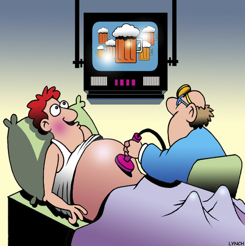 Cartoon: Beer ultrasound (medium) by toons tagged beer,ultrasound,pregnant,babies,medical,doctors,alcohol,obese,fat,gut,beer,ultrasound,pregnant,babies,medical,doctors,alcohol,obese,fat,gut