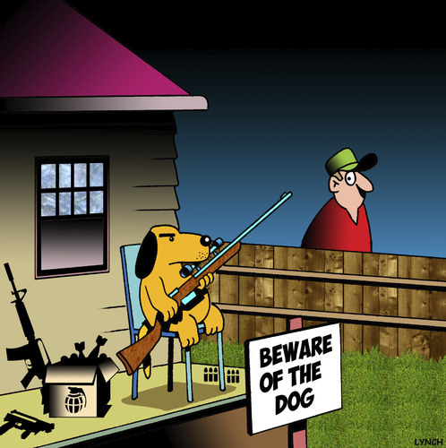 Cartoon: Beware of the dog (medium) by toons tagged dogs,guns,canines