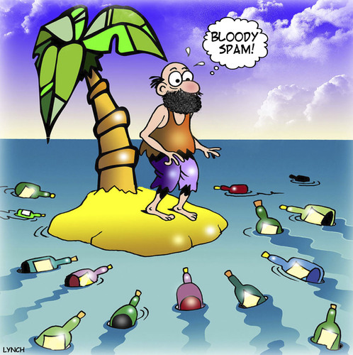Cartoon: Bloody Spam (medium) by toons tagged spam,junk,mail,desert,island,advertising,spam,junk,mail,desert,island,advertising