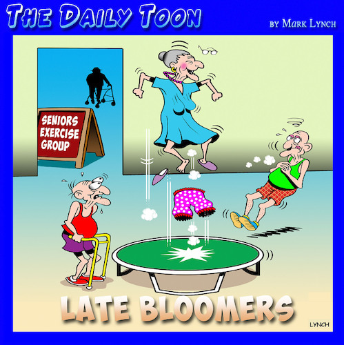 Cartoon: Bloomers (medium) by toons tagged aging,pensioners,trampoline,bloomers,aging,pensioners,trampoline,bloomers
