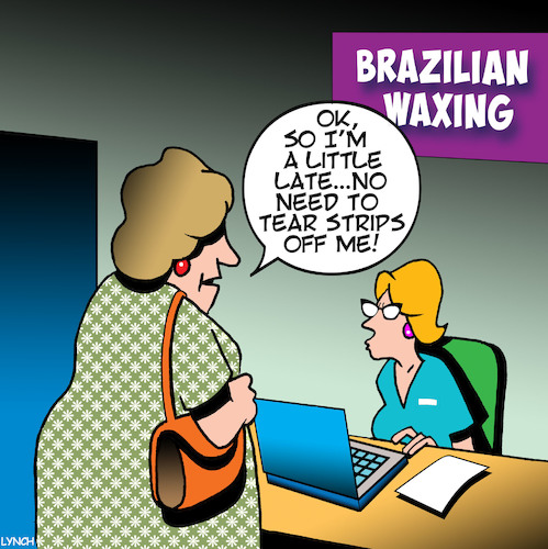 Cartoon: Brazilian wax (medium) by toons tagged brazilian,wax,tear,strips,off,me,punctuality,appointments,beauty,spa,sauna,brazilian,wax,tear,strips,off,me,punctuality,appointments,beauty,spa,sauna