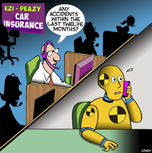 Cartoon: Car insurance (medium) by toons tagged crash,test,dummies,insurance,accidents,call,centre,crash,test,dummies,insurance,accidents,call,centre