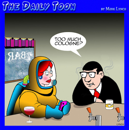 Cartoon: Cologne (medium) by toons tagged perfumes,cologne,hazmat,suits,perfumes,cologne,hazmat,suits