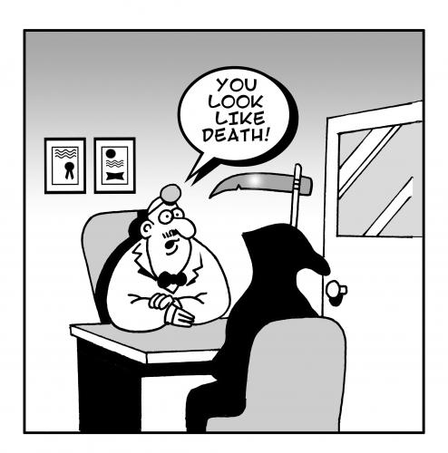 Cartoon: death (medium) by toons tagged death,hospital,medical,four,horsemen,life,doctor