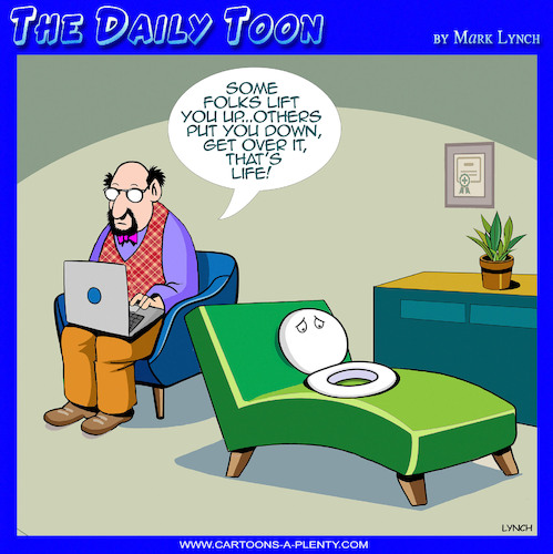 Cartoon: Depressed (medium) by toons tagged toilet,seat,trolls,positive,thinking,toilet,seat,trolls,positive,thinking