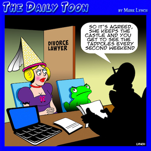 Cartoon: Divorce settlement (medium) by toons tagged princess,and,the,frog,divorce,custody,battle,princess,and,the,frog,divorce,custody,battle
