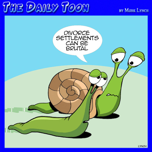 Cartoon: Divorce settlement (medium) by toons tagged divorcee,snails,lost,the,house,divorcee,snails,lost,the,house