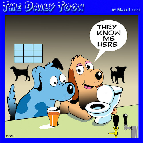 Cartoon: Dogs drinking from toilet (medium) by toons tagged dogs,toilet,bowls,bars,pubs,dogs,toilet,bowls,bars,pubs
