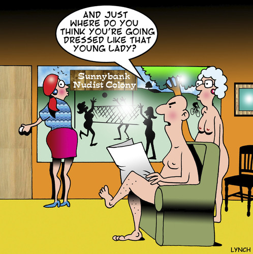 Cartoon: dressed like that (medium) by toons tagged nudist,parents,children,colony