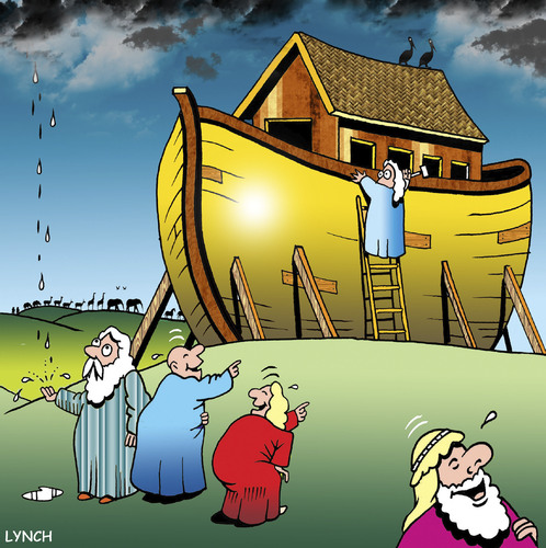 Cartoon: early warning system (medium) by toons tagged noahs,ark,animals,religion,bible,rain,storms,god,floods,cyclone