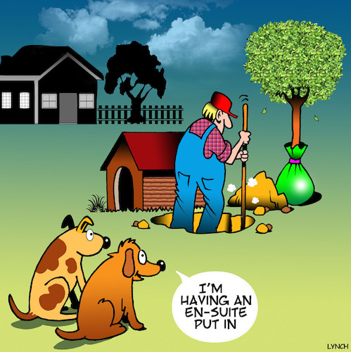 Cartoon: en suite (medium) by toons tagged dogs,dog,habits,en,suite,toilet,bathroom,animals,new,dogs,dog,habits,en,suite,toilet,bathroom,animals,new