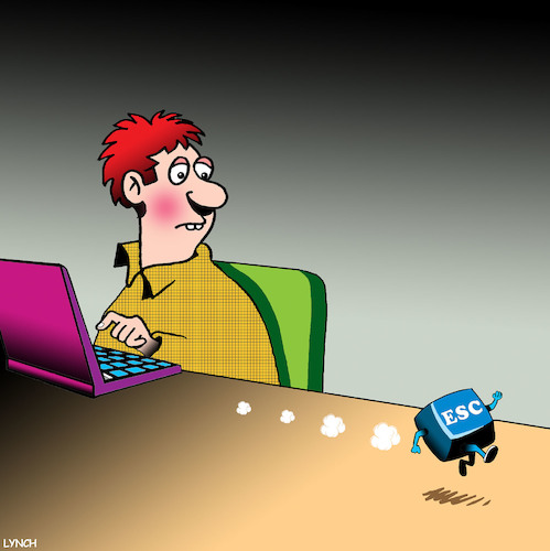 Cartoon: Escape key (medium) by toons tagged laptops,escape,key,keyboard,qwerty,computers,laptops,escape,key,keyboard,qwerty,computers