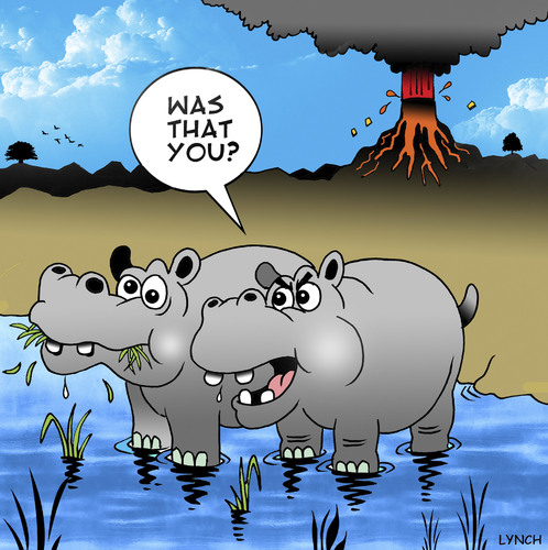 Cartoon: Farting Hippo (medium) by toons tagged volcano,hippo,farting