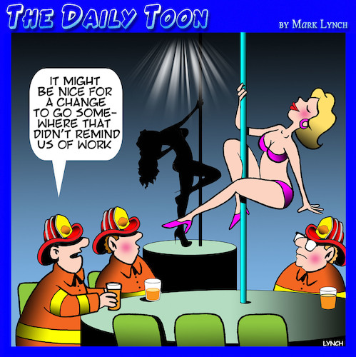 Cartoon: Firemans pole (medium) by toons tagged pole,dancer,fireman,strip,club,stripper,firemans,pole,dancer,fireman,strip,club,stripper,firemans