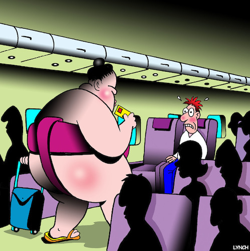 Cartoon: Flight of the Sumo (medium) by toons tagged sumo,wrestler,aviation,airline,seats,sumo,wrestler,aviation,airline,seats