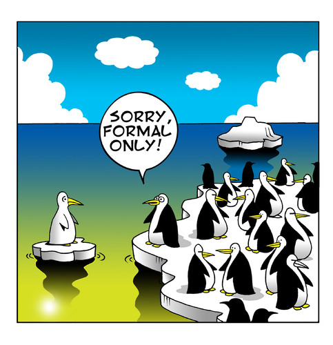 Cartoon: formal only (medium) by toons tagged penguins,formal,wear,arctic,icebergs,polar,bears,animals,party
