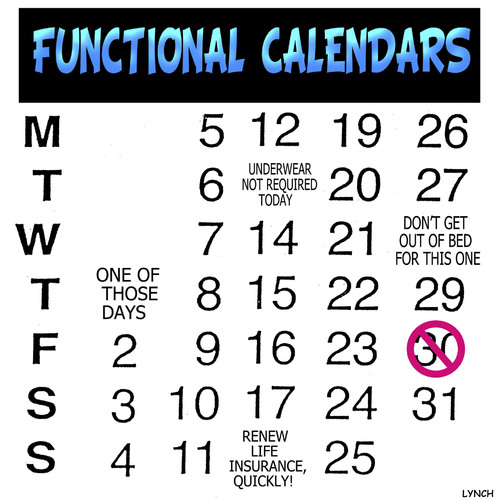 Cartoon: Functional calendars (medium) by toons tagged calendars,months,days,fortune,teller,dates