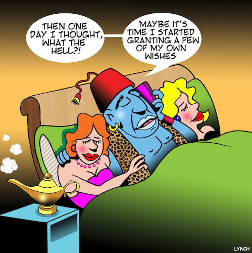 Cartoon: Genie in a bottle (medium) by toons tagged threesome,three,wishes,genie,in,bottle,threesome,three,wishes,genie,in,bottle