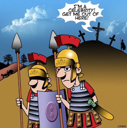 Cartoon: Get me out of here (medium) by toons tagged crucifixion,easter,crucify,celebrity,crucifixion,easter,crucify,celebrity