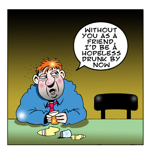 Cartoon: hopeless drunk (medium) by toons tagged pubs,drinking,alcohol,abuse,aa,friendship,bars,beer,spirits